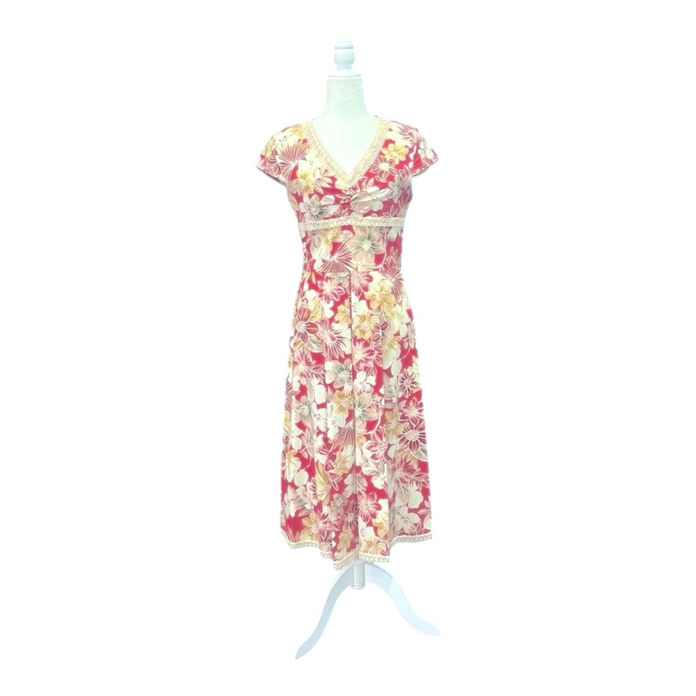 Vintage Jody of California Floral & Lace Box Pleat Cottagecore Dress - Picture 8 of 13